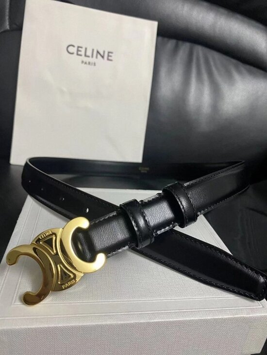 CELINE Black Calfskin Belt with Arc de Triomphe Buckle Size 90 main image 4